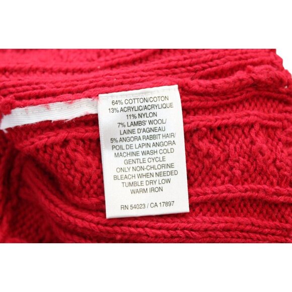 Y2K Old Navy Sweater Size Large Cable Knit Classic Red Angora Lambs Wool Preppy - Picture 13 of 13